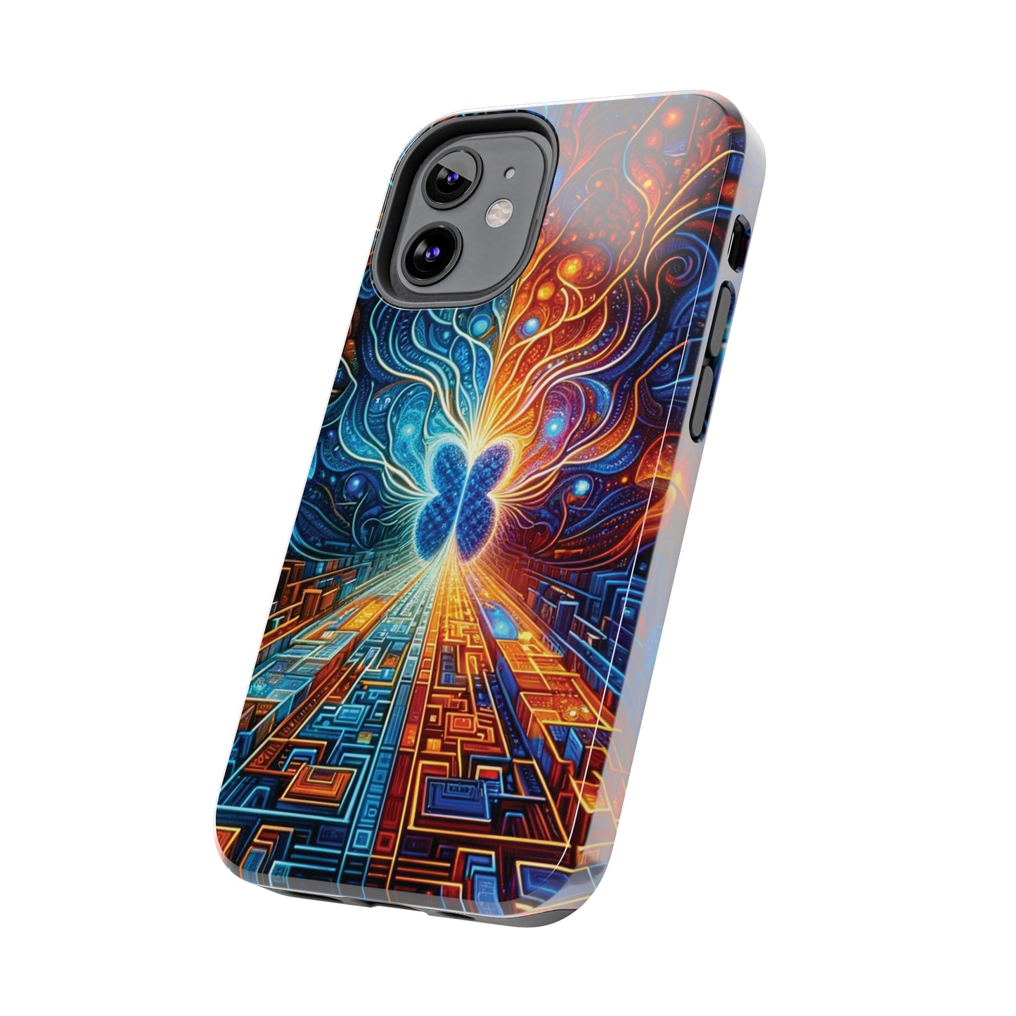 ToughDrop Apple iPhone Case Ft. Cyber Blue Butterfly