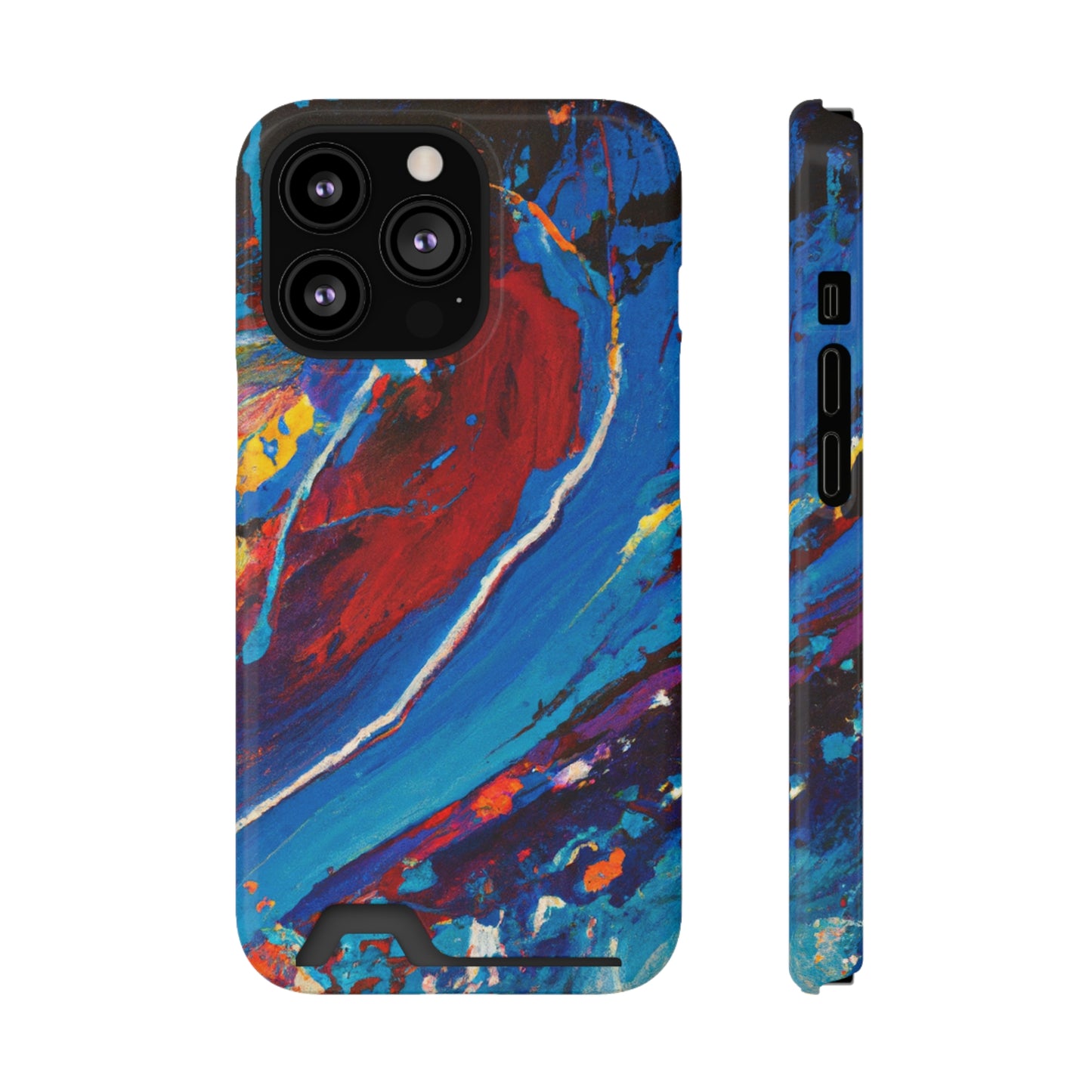 iPhone 13 and Samsung S21, S22 Cases with Card Holder Ft. Abstract Wave