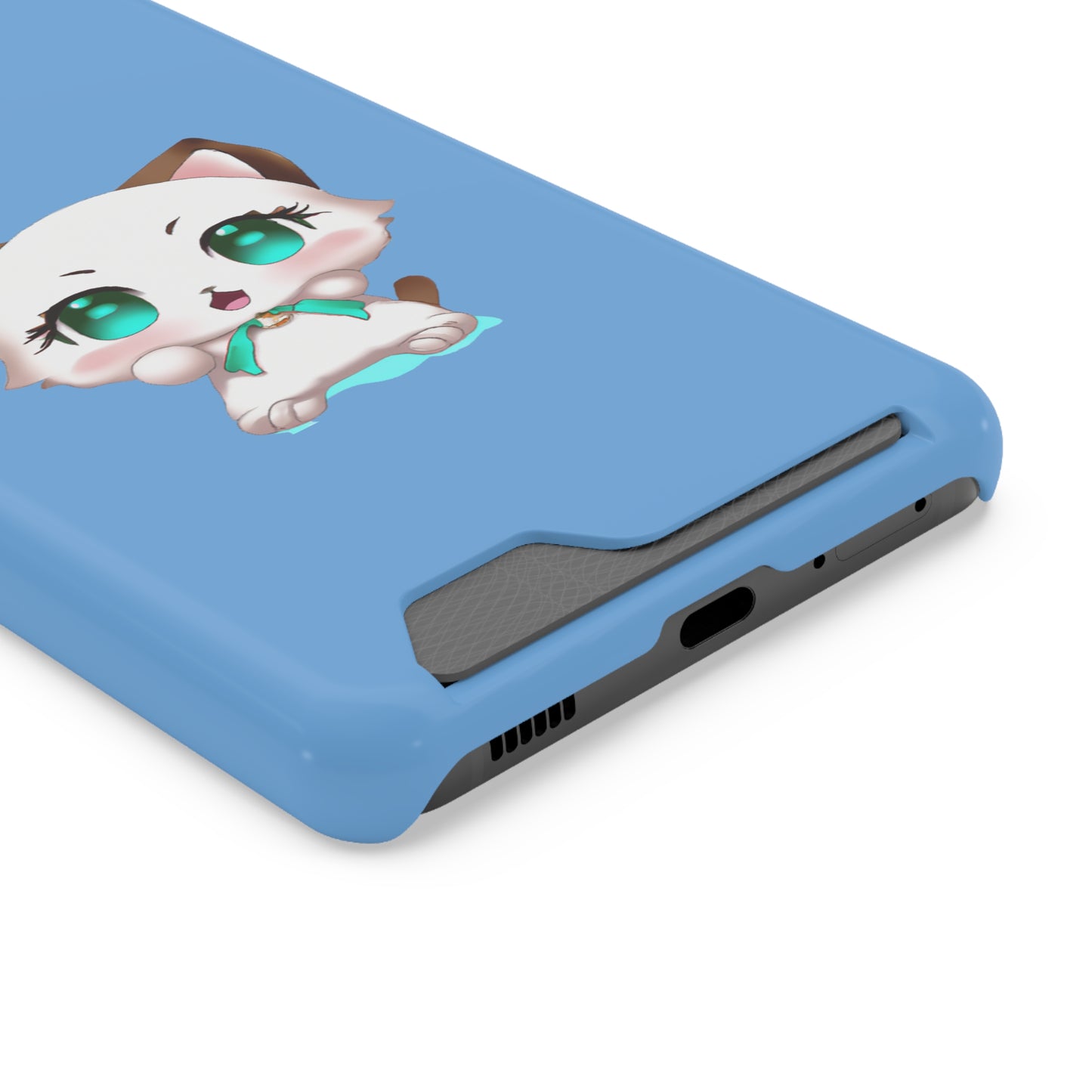 iPhone 13 and Samsung S21, S22 Cases with Card Holder Ft. Cute Kitty