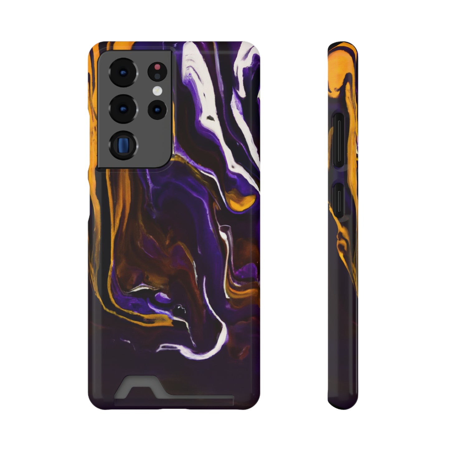 iPhone 13 and Samsung S21, S22 Cases with Card Holder Ft. Purple Tiger Stripes