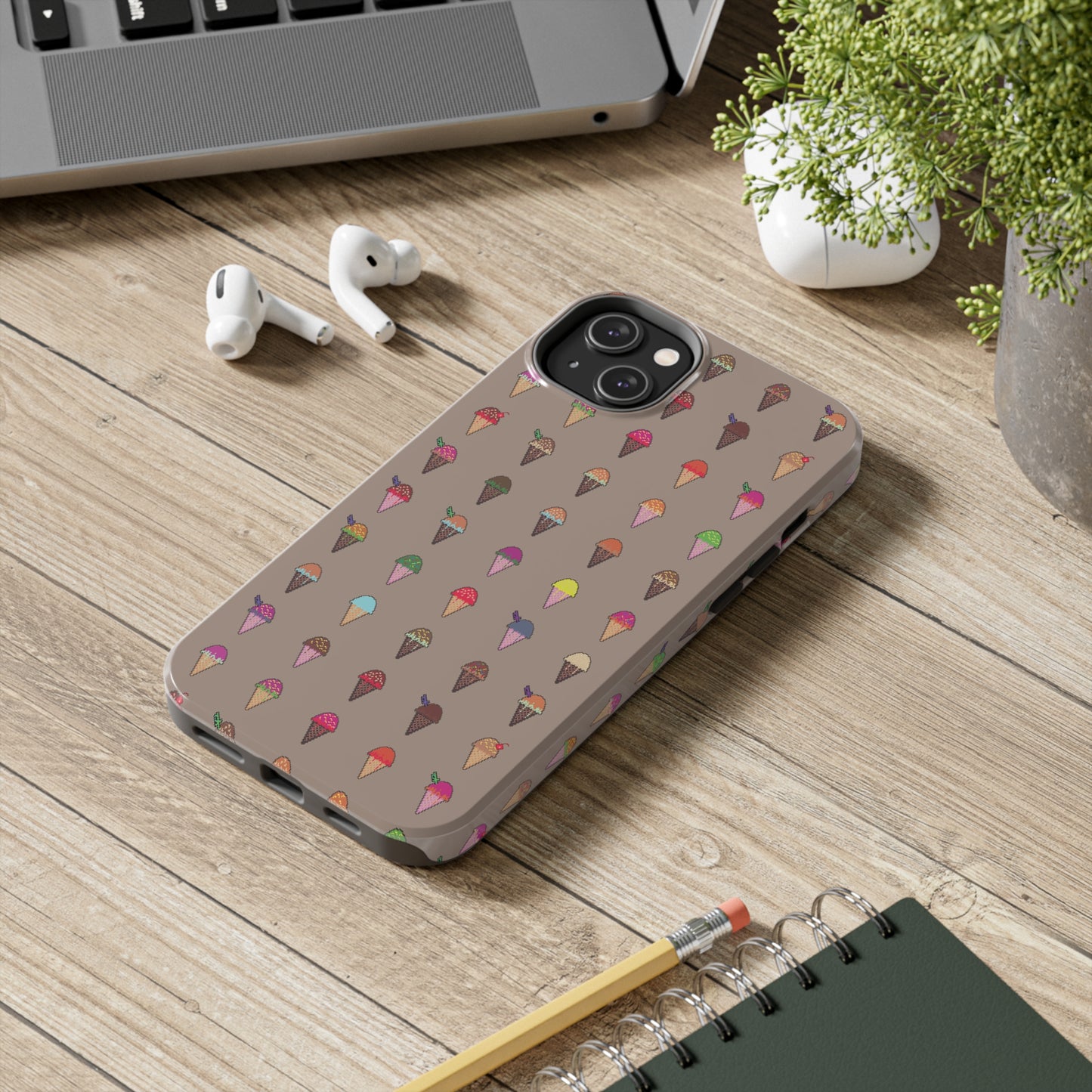 Tough Apple iPhone Case Ft. Pixel Ice Cream Cones