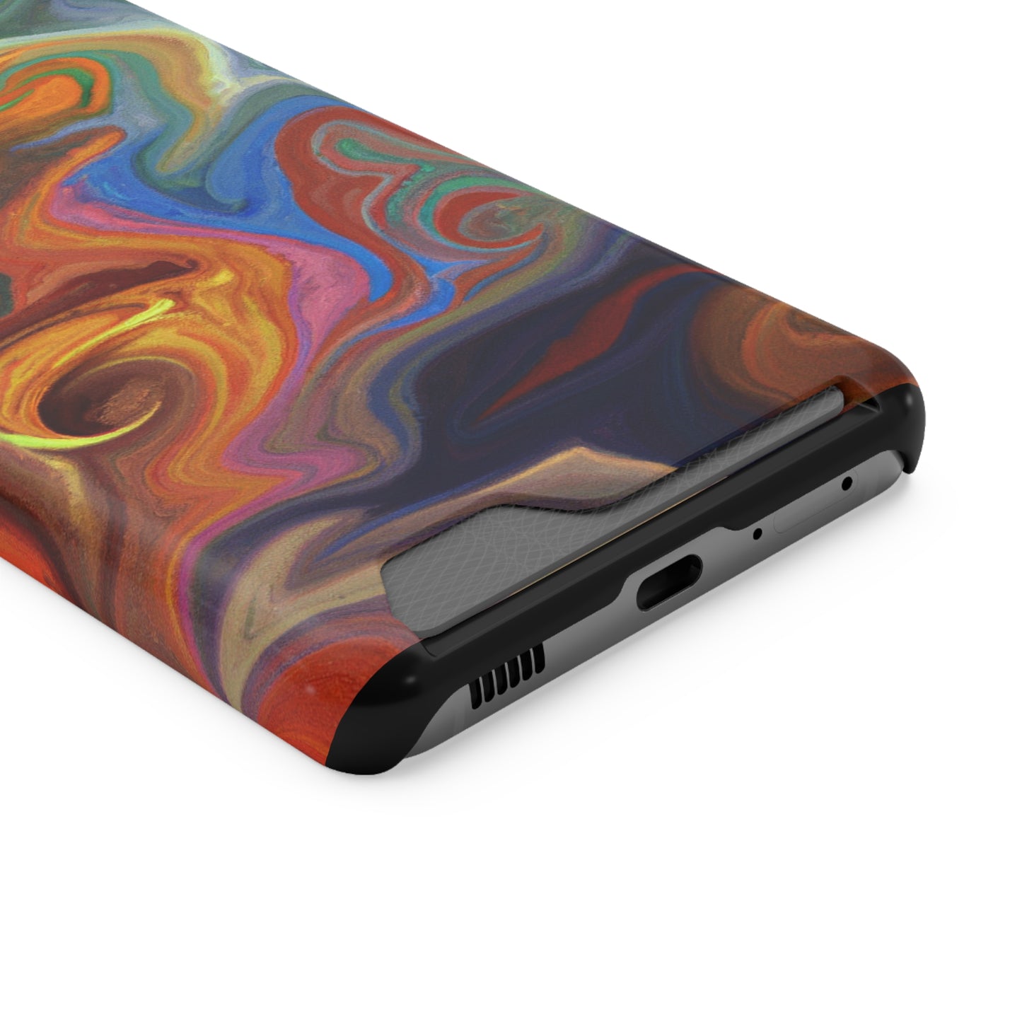 iPhone or Samsung Case with Card Holder Ft. Fractured Waves