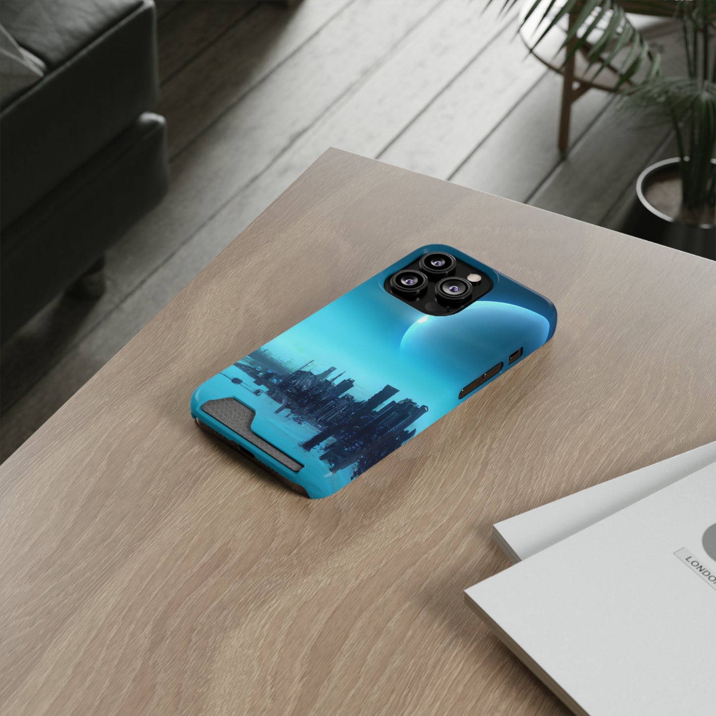 iPhone 13 and Samsung S21, S22 Cases with Card Holder Ft. Alien City