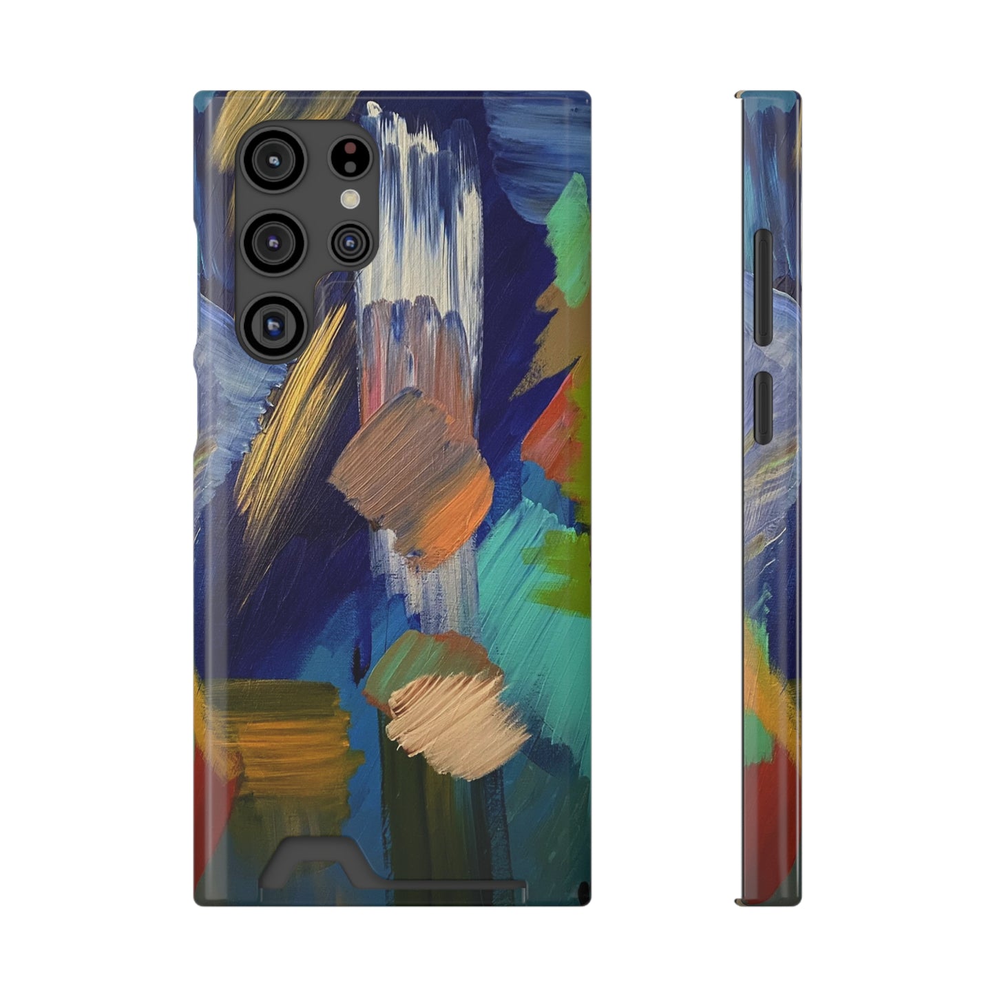 iPhone 13 and Samsung S21, S22 Cases with Card Holder Ft. Abstract Blue