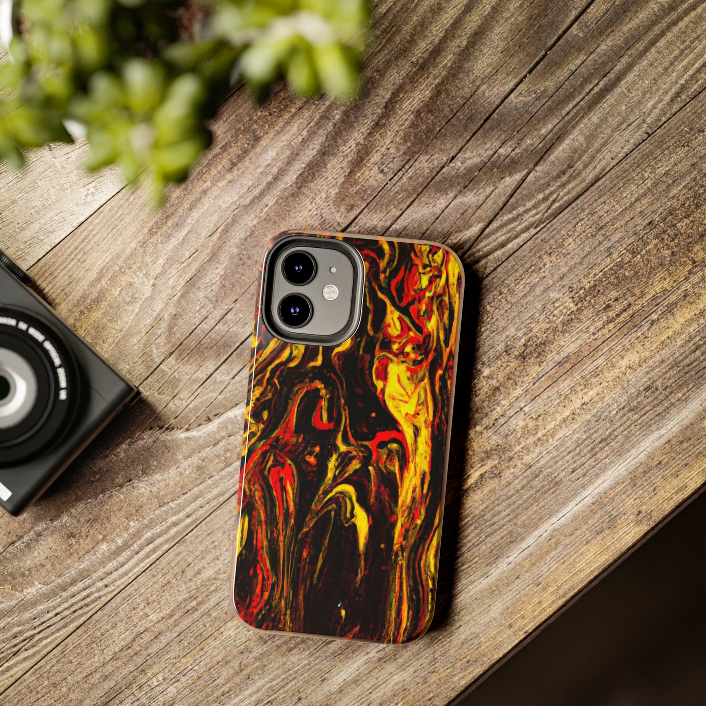 Tough Apple iPhone Case Ft. Abstract Black and Yellow