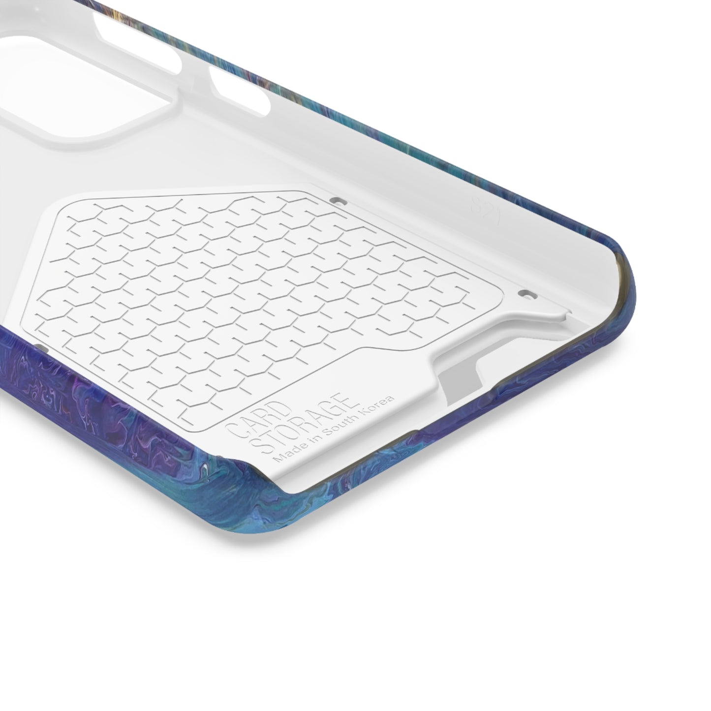 iPhone 13 and Samsung S21, S22 Cases with Card Holder Ft. Abstract Blue Waterfall