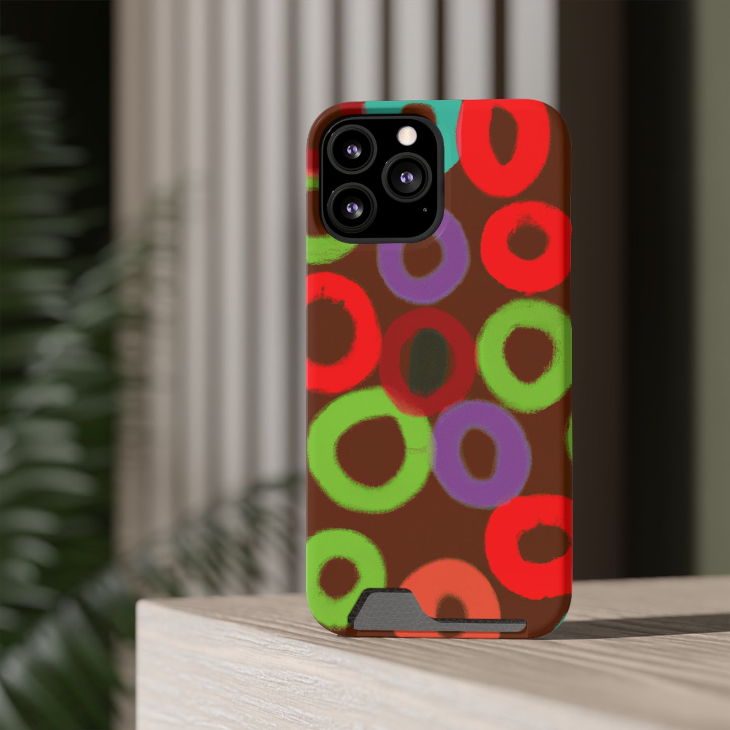 iPhone 13 and Samsung S21, S22 Cases with Card Holder Ft. Fruity Circles