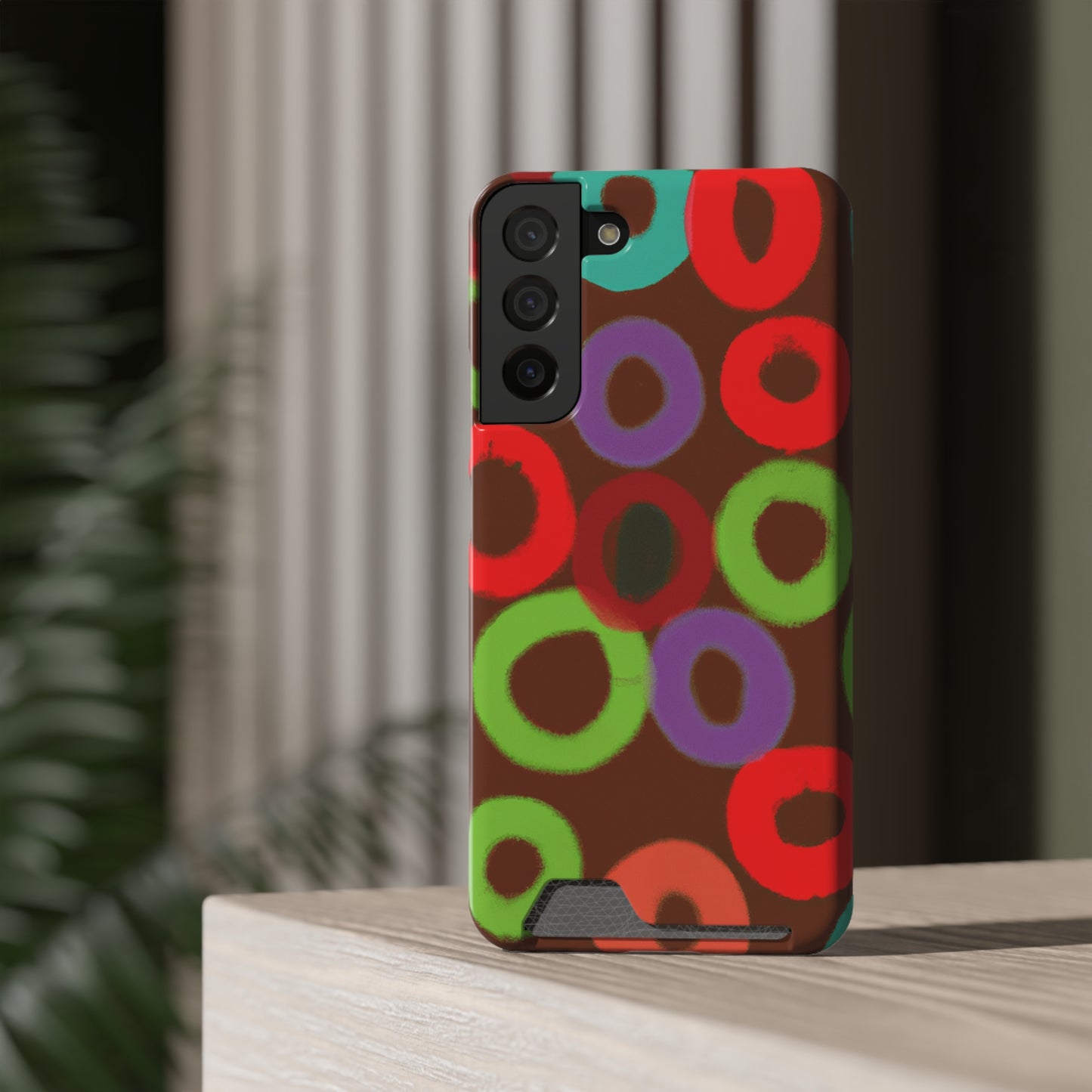 iPhone 13 and Samsung S21, S22 Cases with Card Holder Ft. Fruity Circles