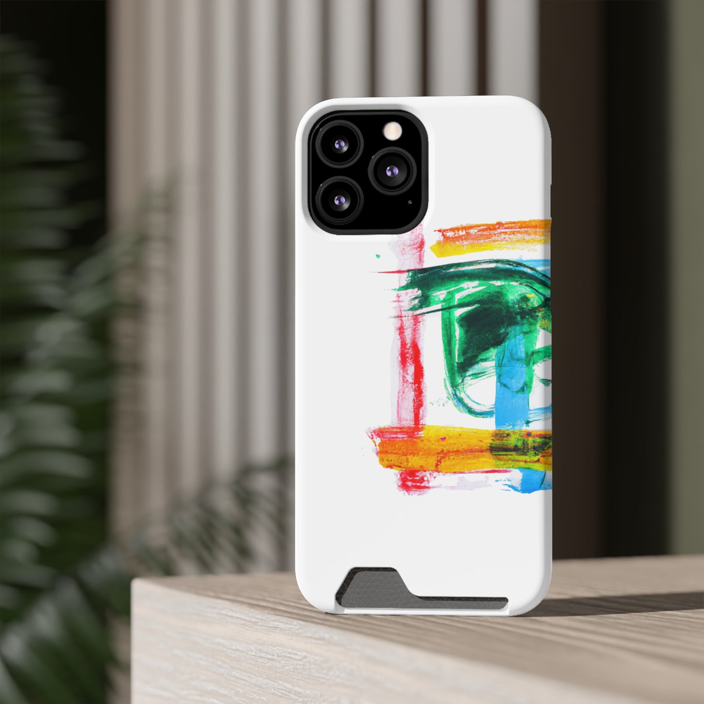 iPhone 13 and Samsung S21, S22 Cases with Card Holder Ft. Abstract Frame