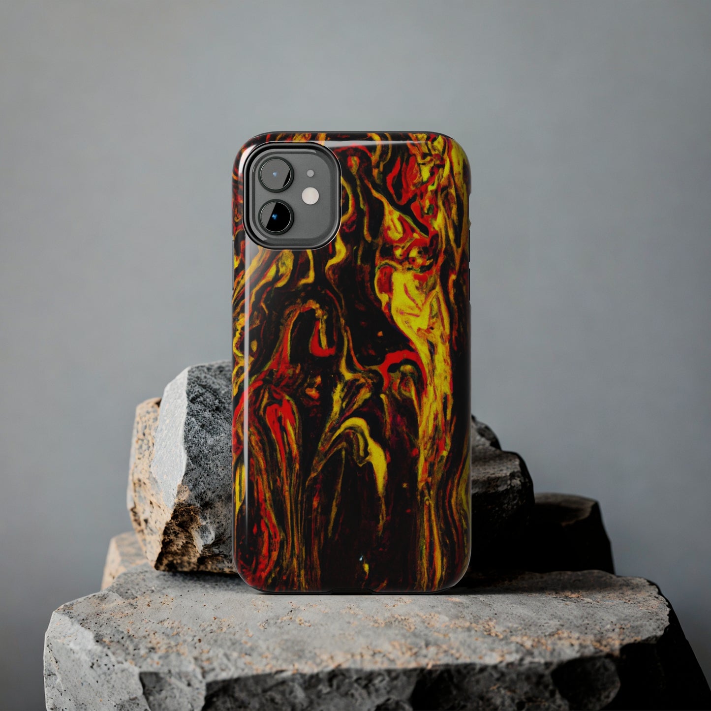 Tough Apple iPhone Case Ft. Abstract Black and Yellow