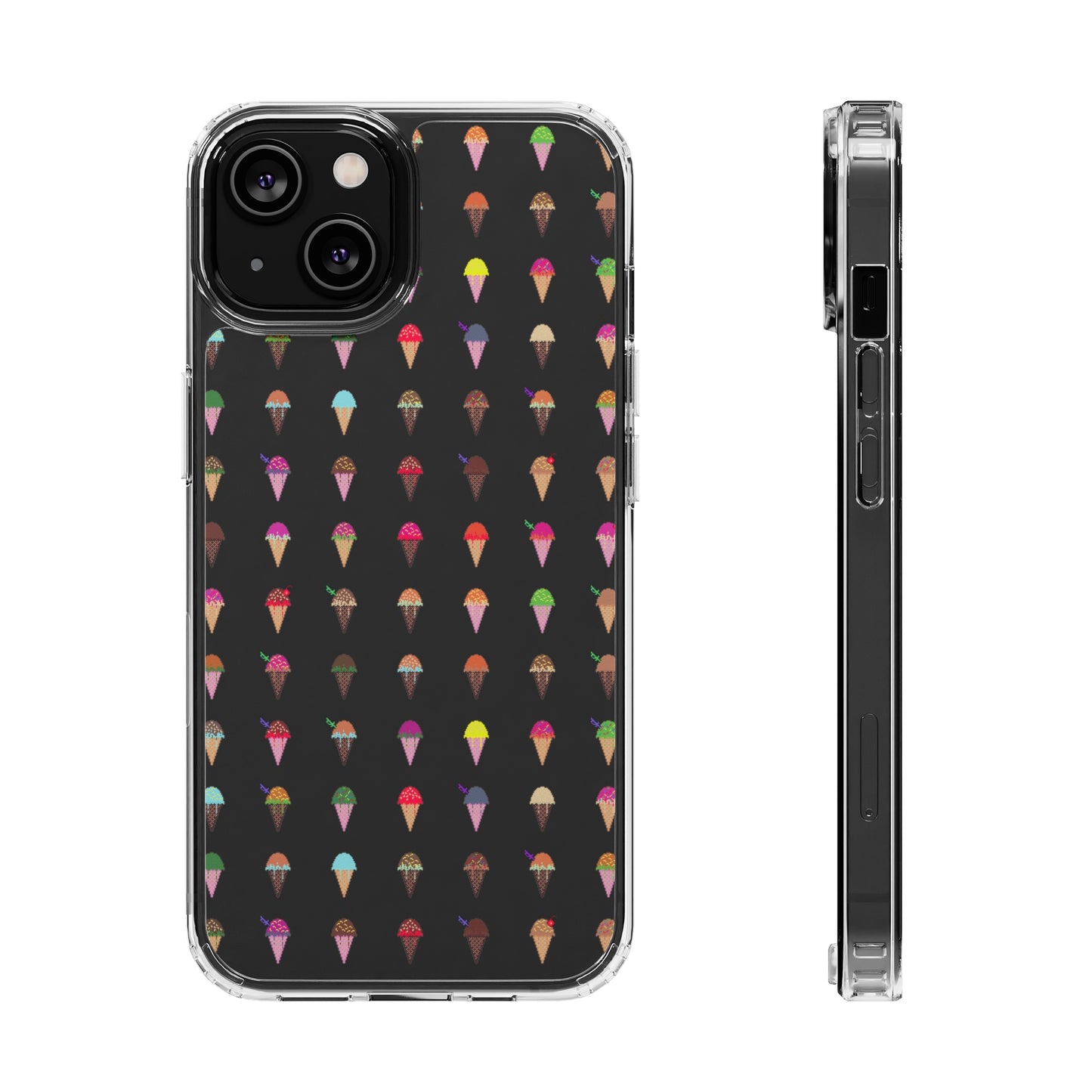 Clear Hard Case for iPhone 1-14 and Samsung S21-S22, Featuring Pixel Cones