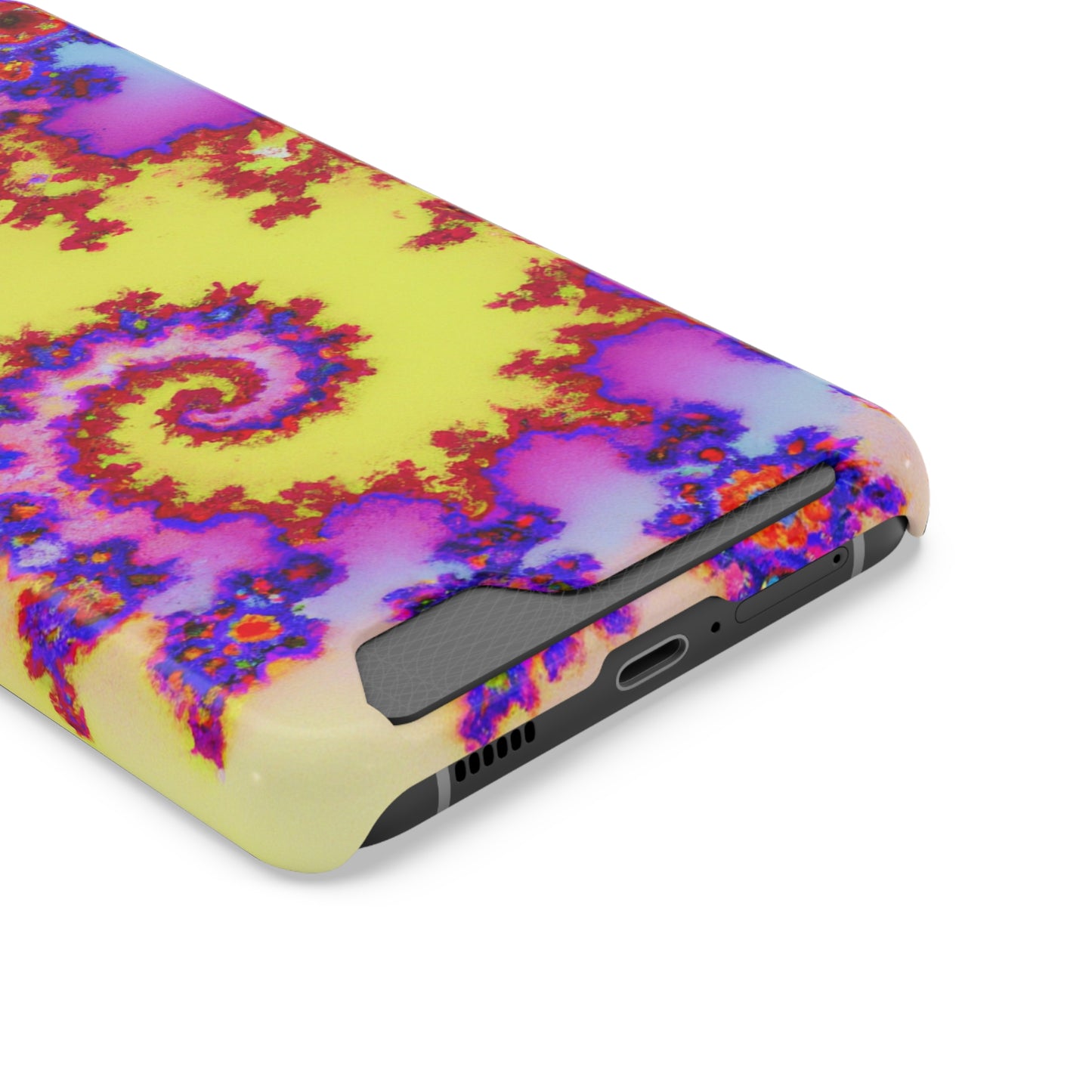 iPhone 13 and Samsung S21, S22 Cases with Card Holder Ft. Tie Dye Fractal