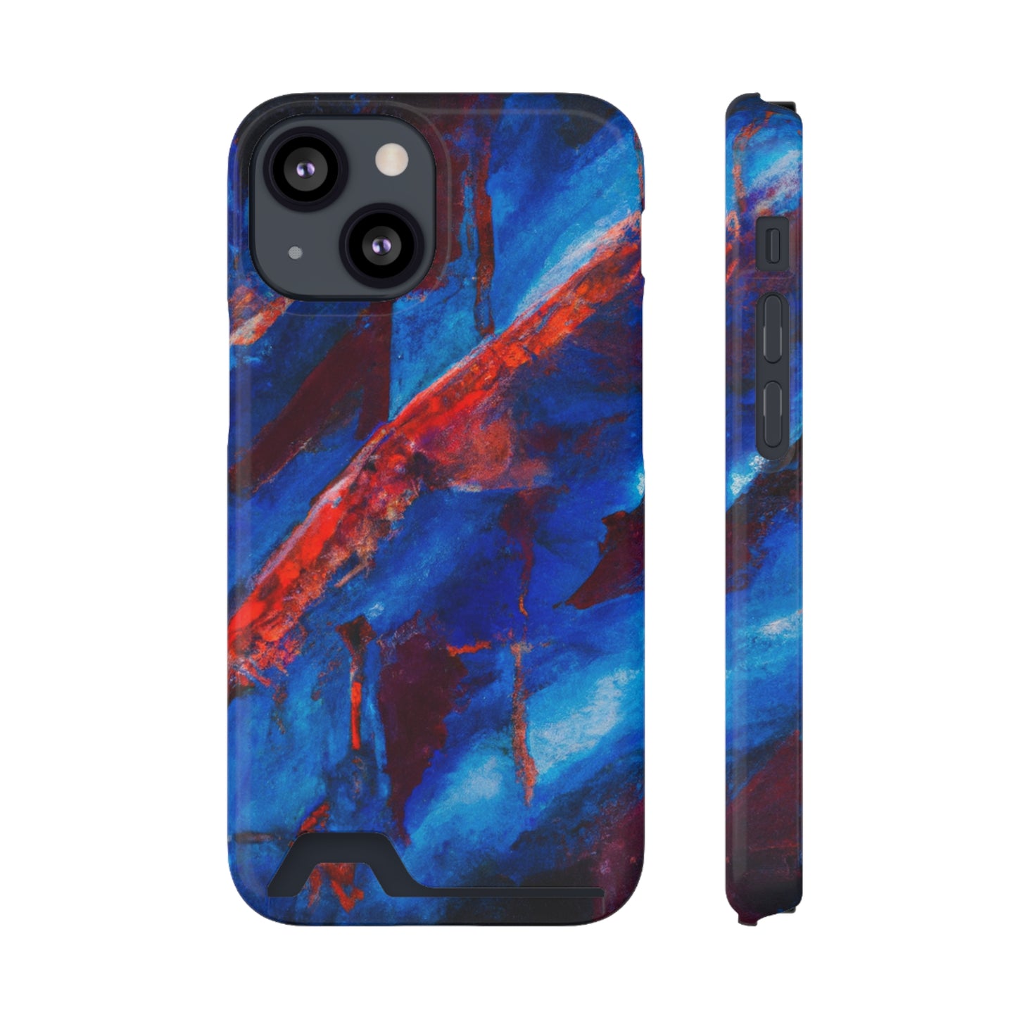 iPhone 13 and Samsung S21, S22 Cases with Card Holder Ft. Red Slash