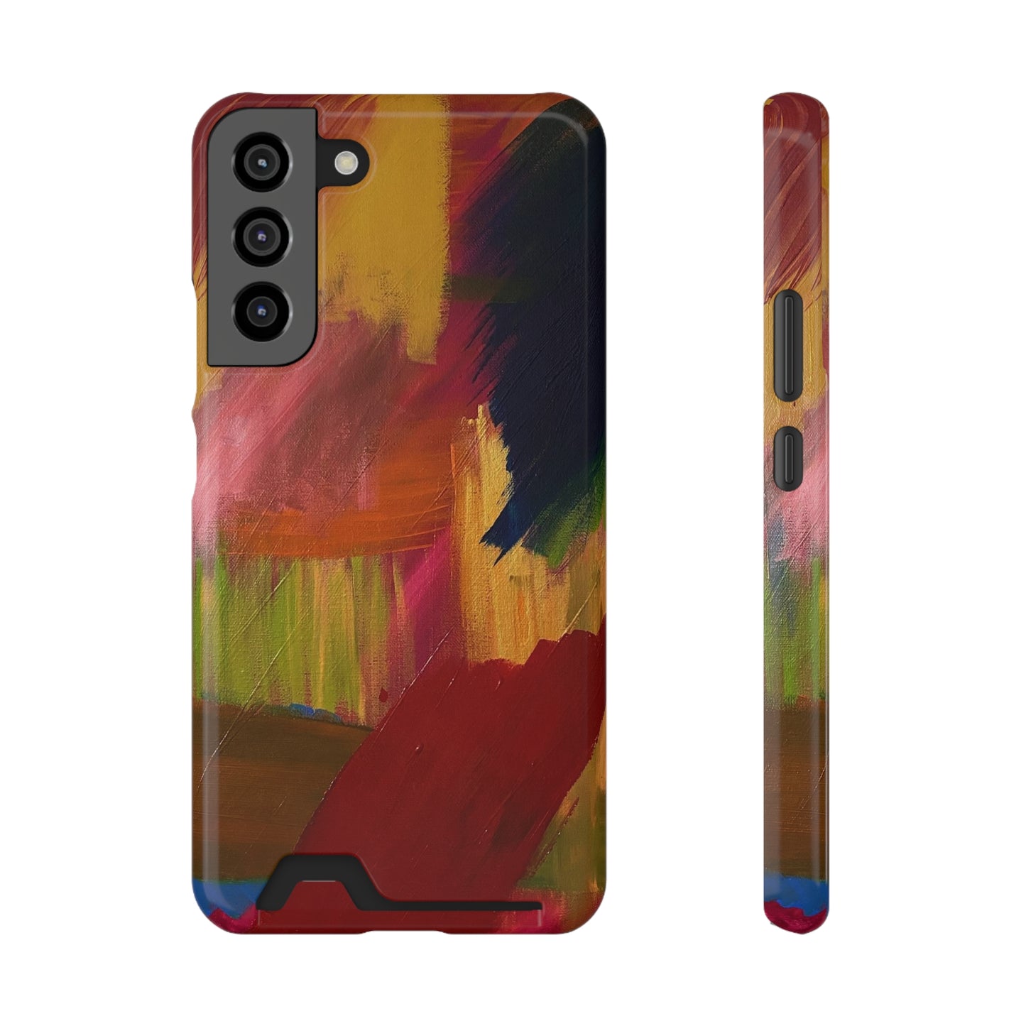 iPhone 13 and Samsung S21, S22 Cases with Card Holder Ft. Abstract Red