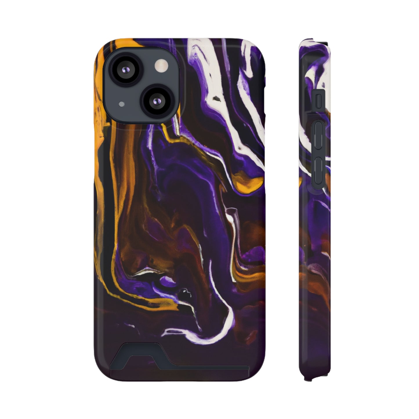 iPhone 13 and Samsung S21, S22 Cases with Card Holder Ft. Purple Tiger Stripes