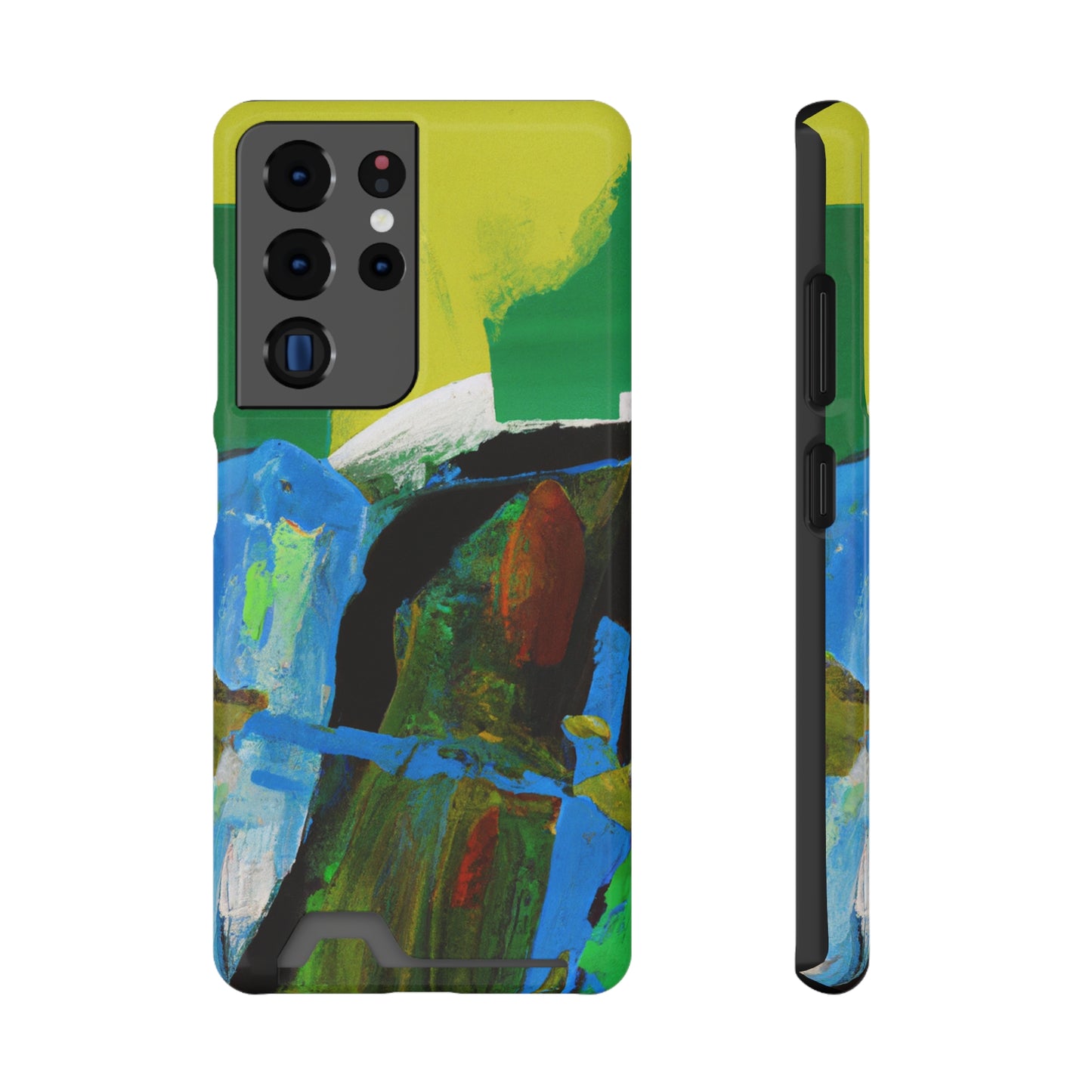 iPhone 13 and Samsung S21, S22 Cases with Card Holder Ft. Abstract River
