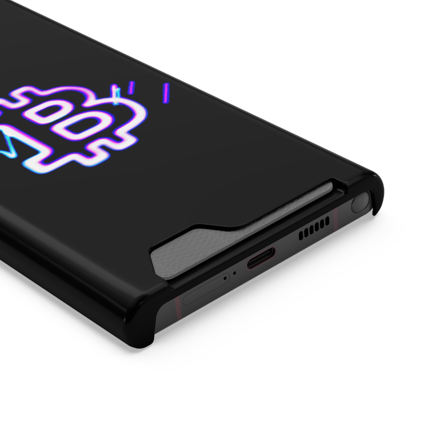 iPhone 13 and Samsung S21, S22 Cases with Card Holder Ft. Synthwave Bitcoin Symbol