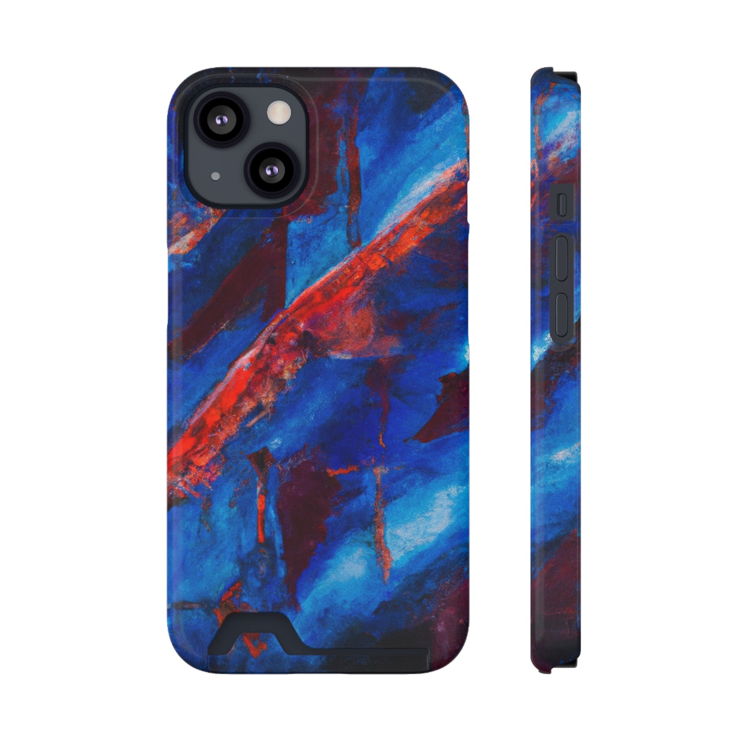 iPhone 13 and Samsung S21, S22 Cases with Card Holder Ft. Red Slash