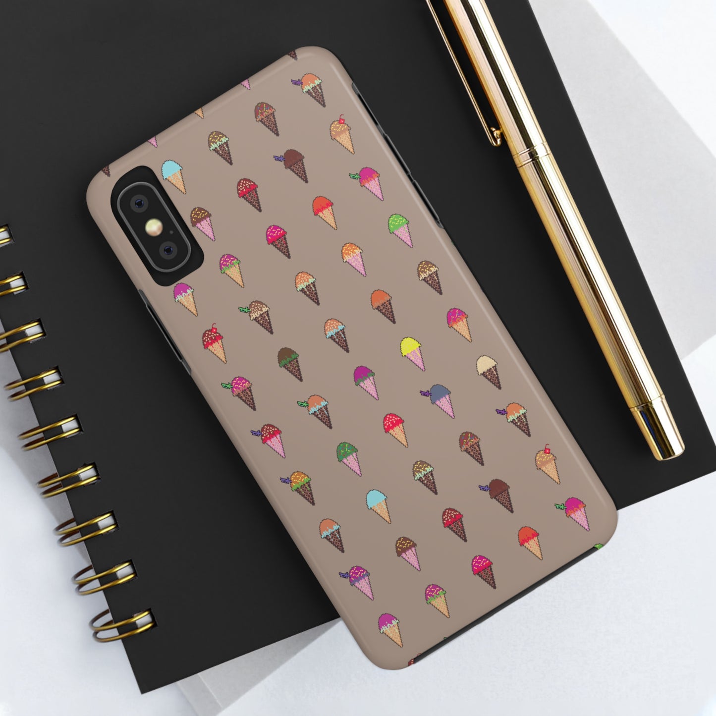 Tough Apple iPhone Case Ft. Pixel Ice Cream Cones