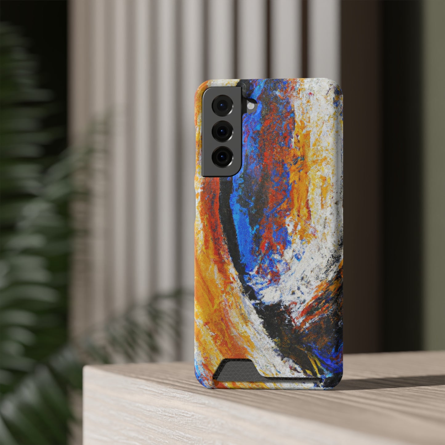 iPhone 13 and Samsung S21, S22 Cases with Card Holder Ft. Abstract Sand Wave