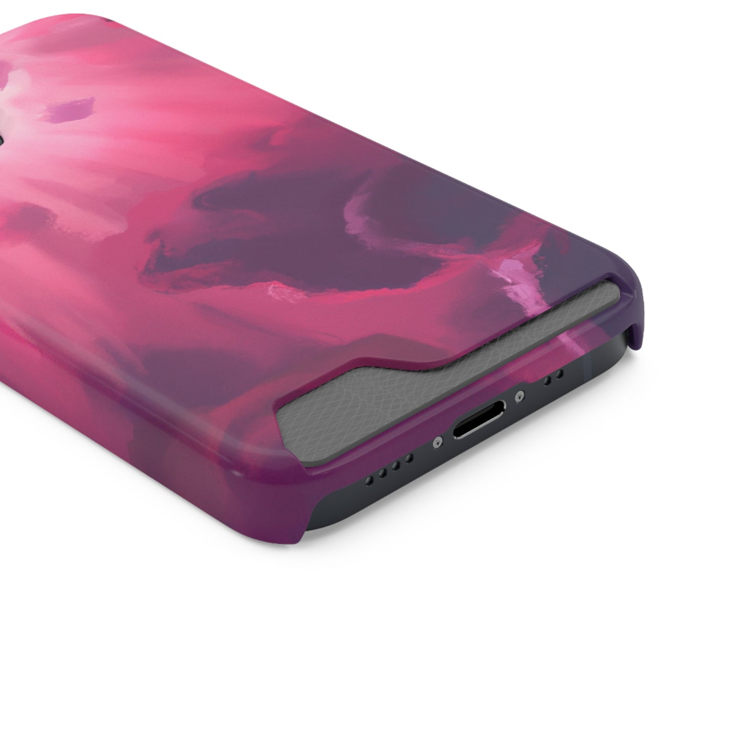 iPhone 13 and Samsung S21, S22 Cases with Card Holder Ft. Abstract Pink Sky