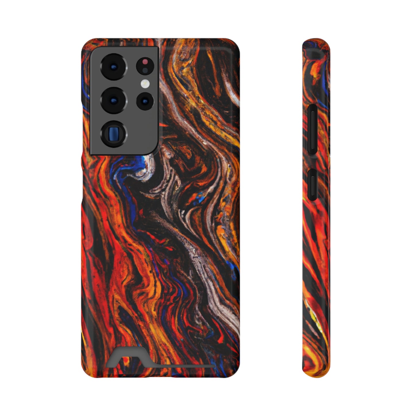 iPhone 13 and Samsung S21, S22 Cases with Card Holder Ft. Abstract Petrified Wood