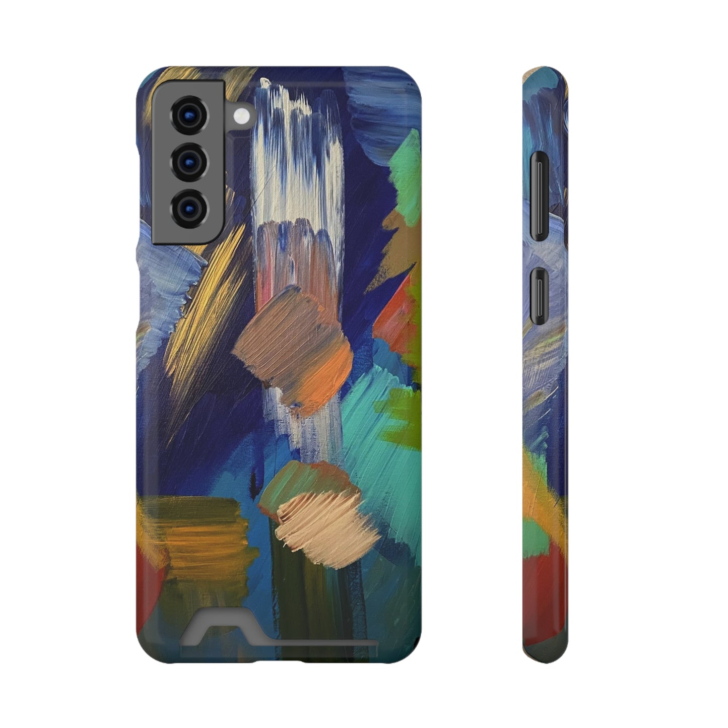 iPhone 13 and Samsung S21, S22 Cases with Card Holder Ft. Abstract Blue