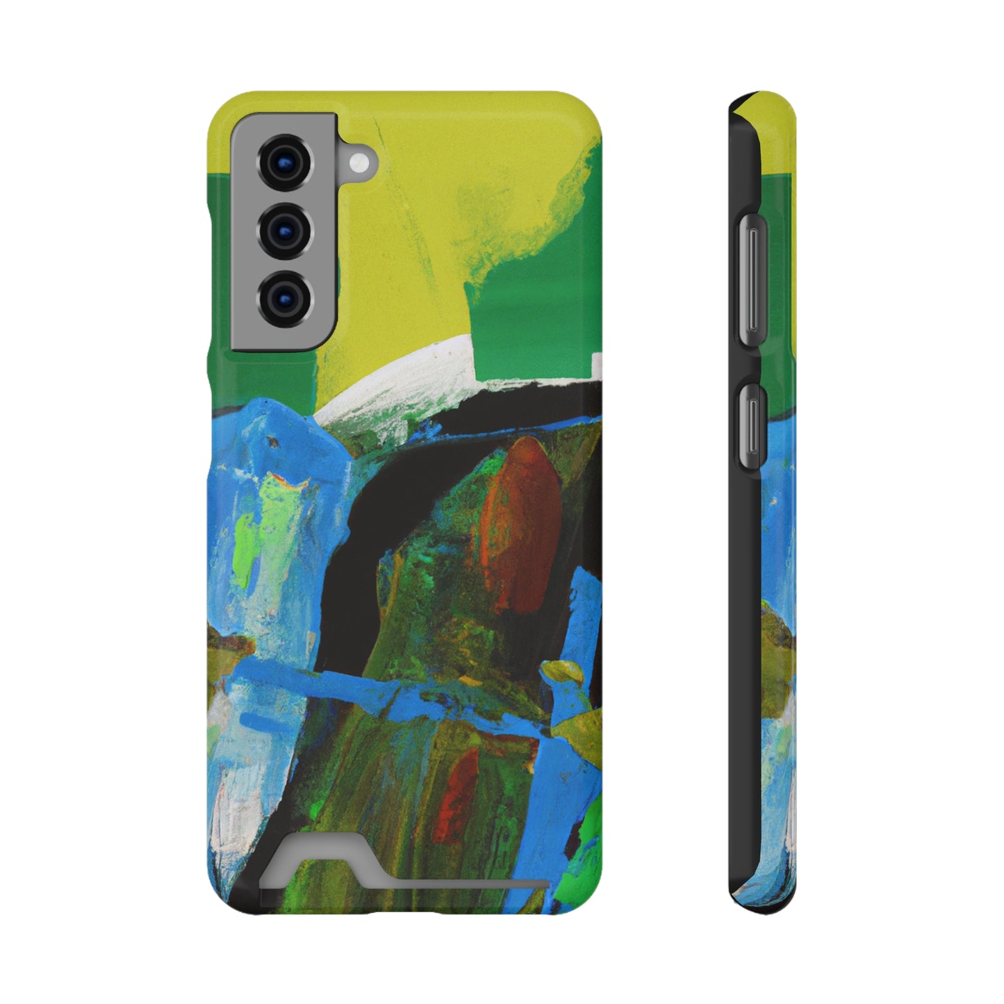iPhone 13 and Samsung S21, S22 Cases with Card Holder Ft. Abstract River
