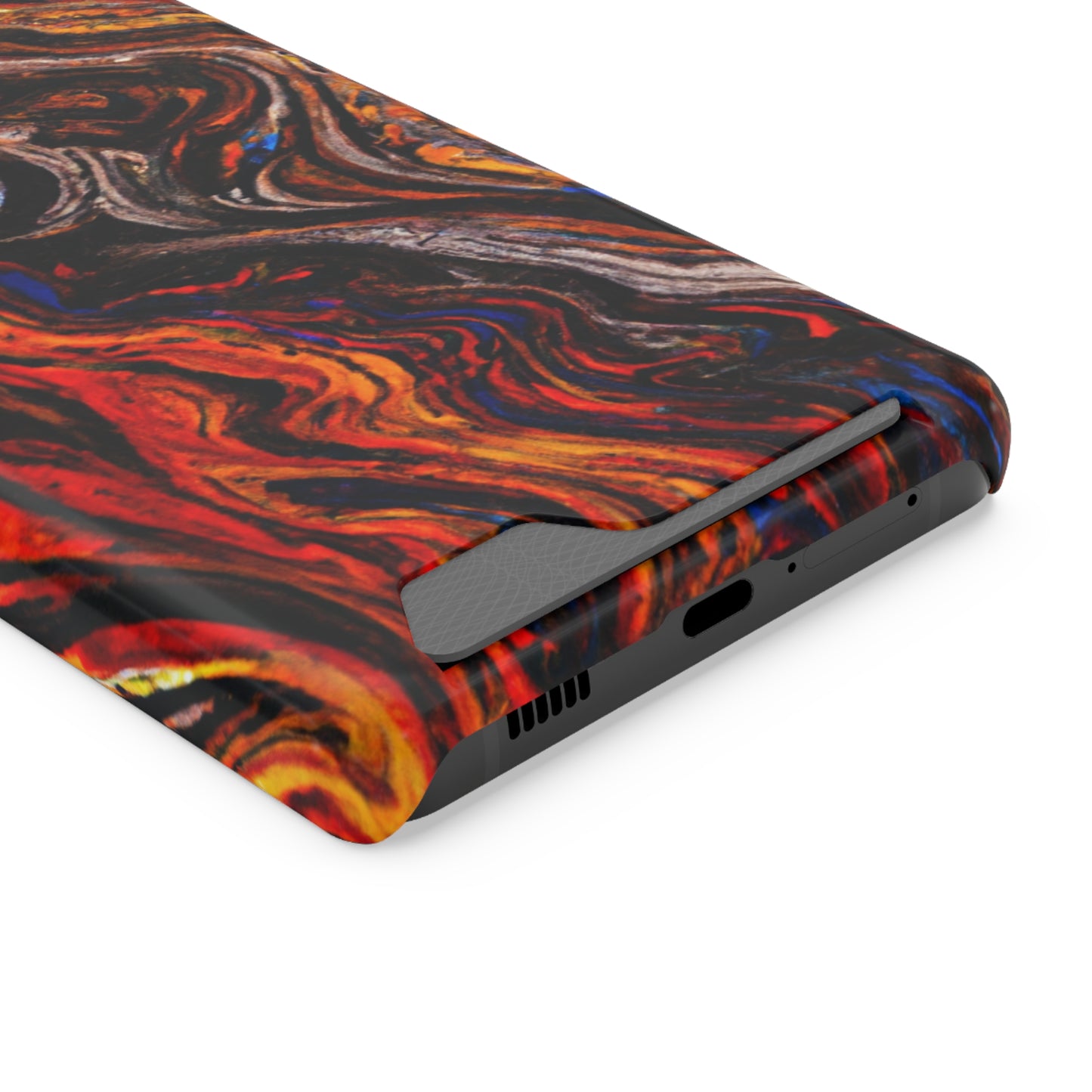 iPhone 13 and Samsung S21, S22 Cases with Card Holder Ft. Abstract Petrified Wood