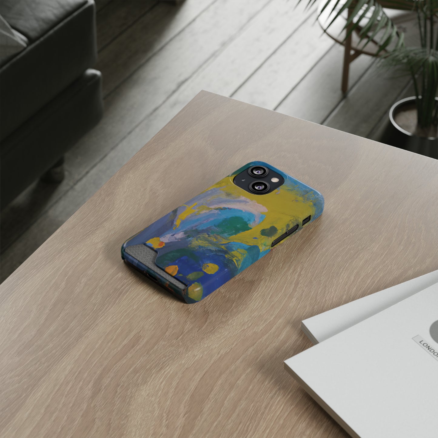 iPhone 13 and Samsung S21, S22 Cases with Card Holder Ft. Abstract Scoop