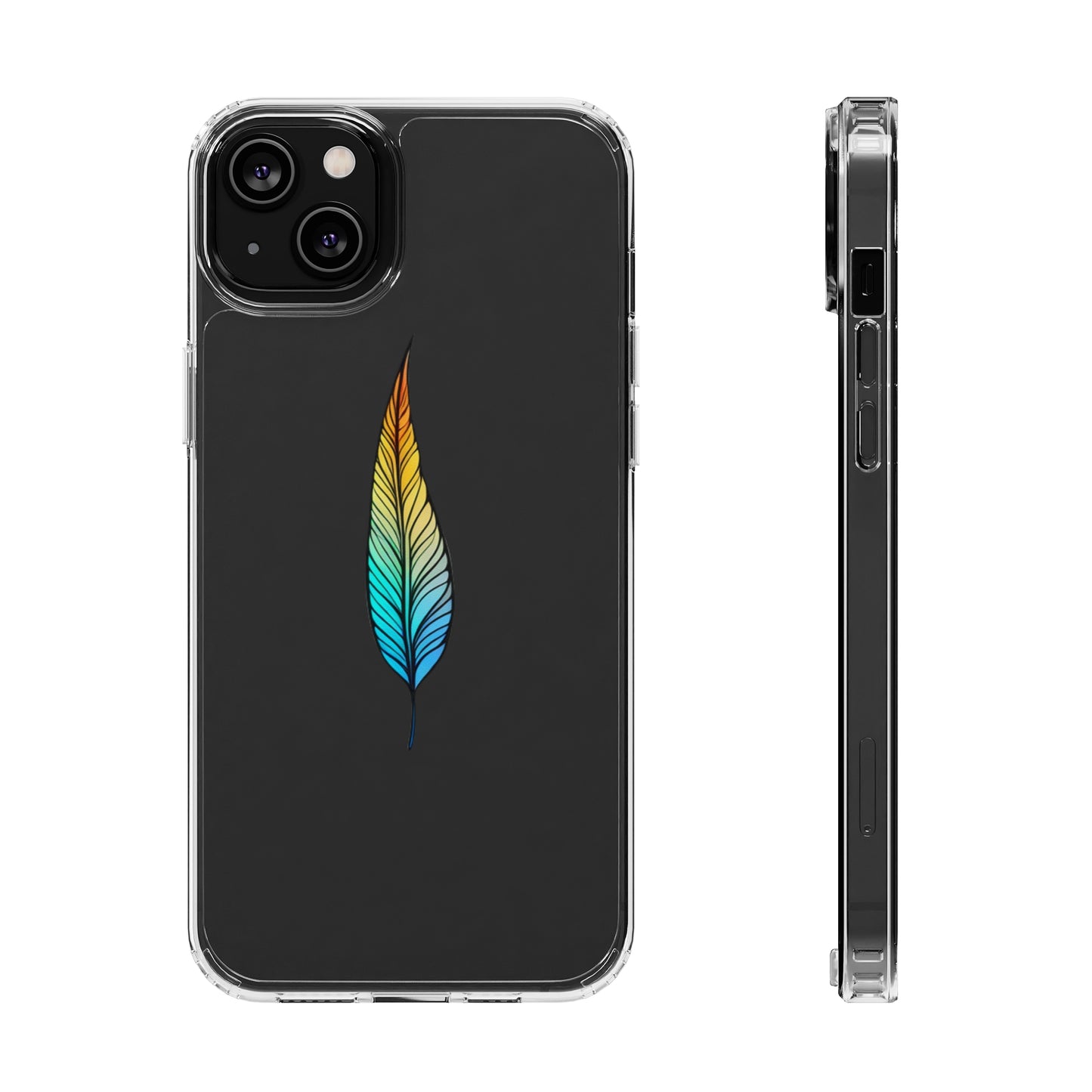 Clear Hard Plastic Phone Case for iPhone 1-14 and Samsung S21-S22 Ft. Single Feather
