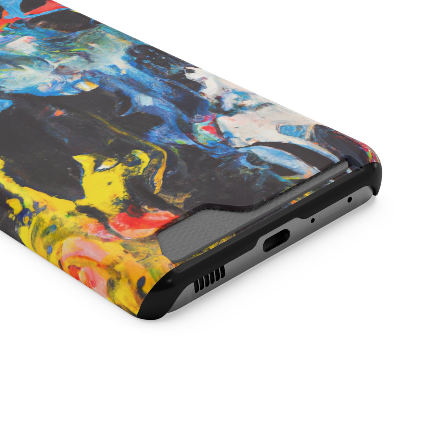 iPhone 13 or Samsung S21, S22 Case with Card Holder Ft. Blue Splat