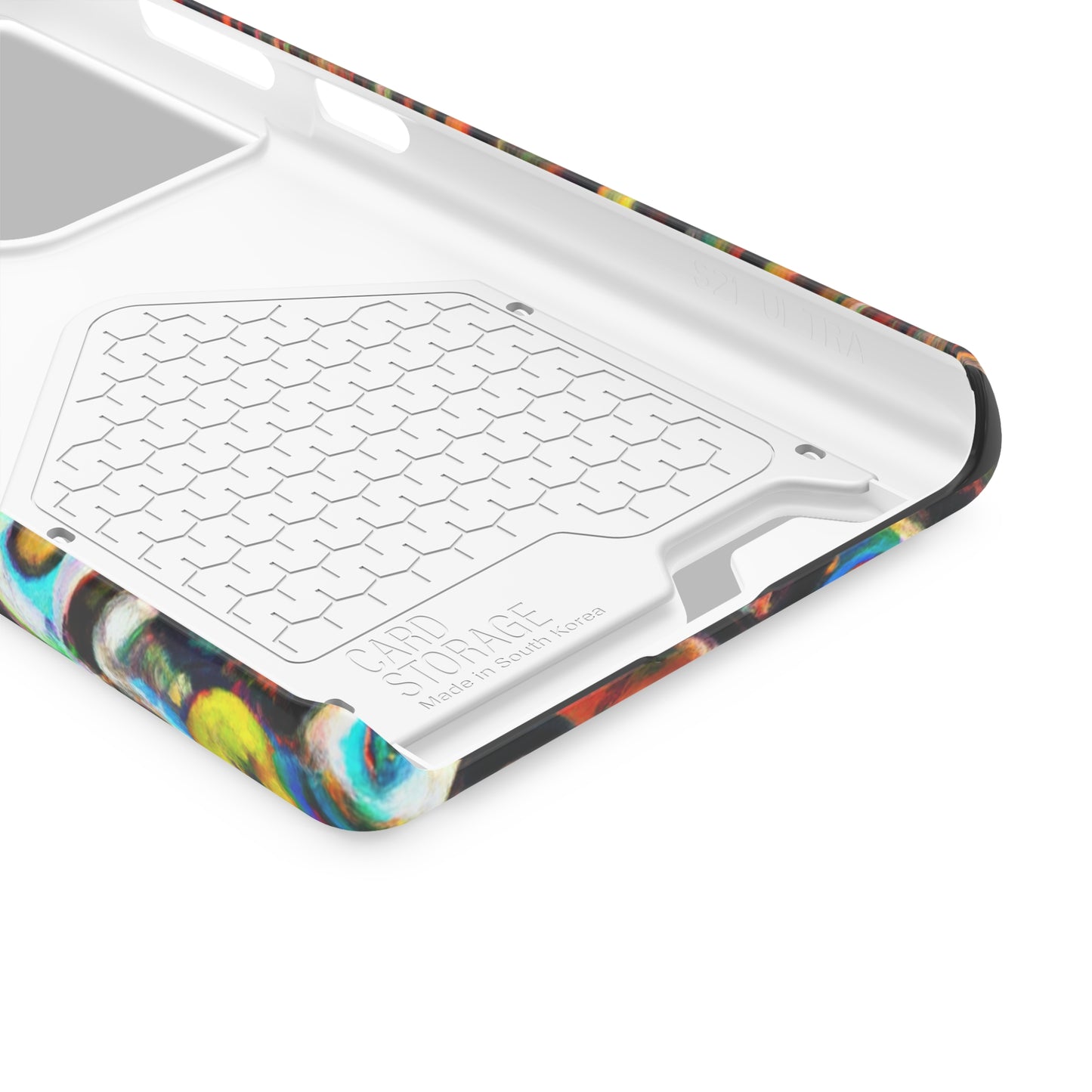 iPhone 13 and Samsung S21, S22 Cases with Card Holder Ft. Abstract Molecule