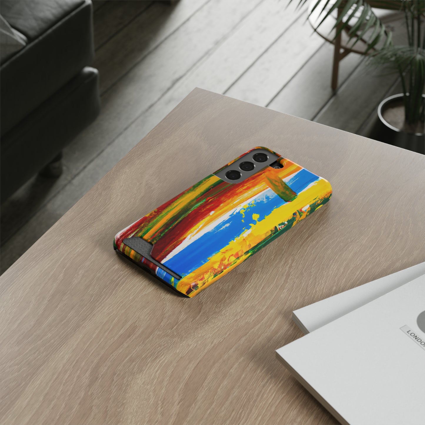 iPhone and Samsung Cases with Card Holder Ft. Abstract Boat