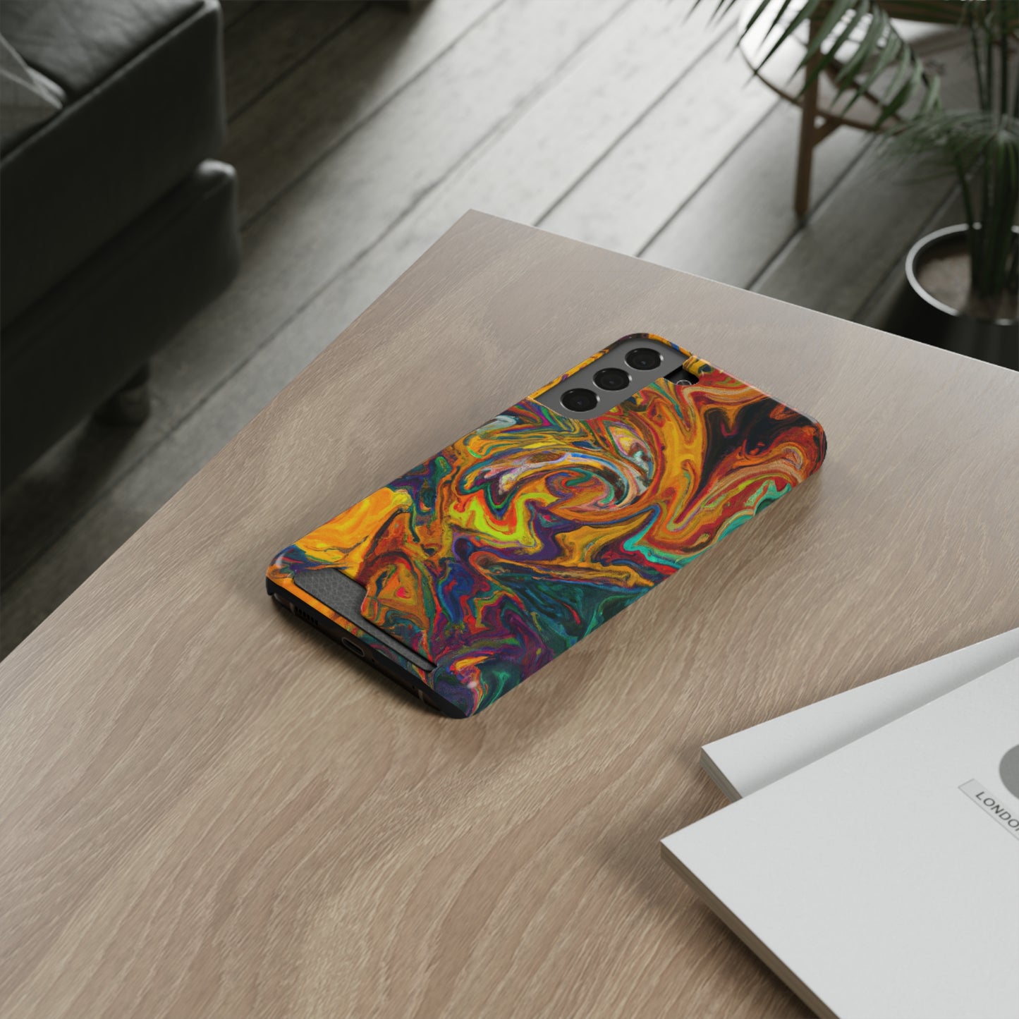 iPhone and Samsung Cases with Card Holder Ft. Abstract Spin