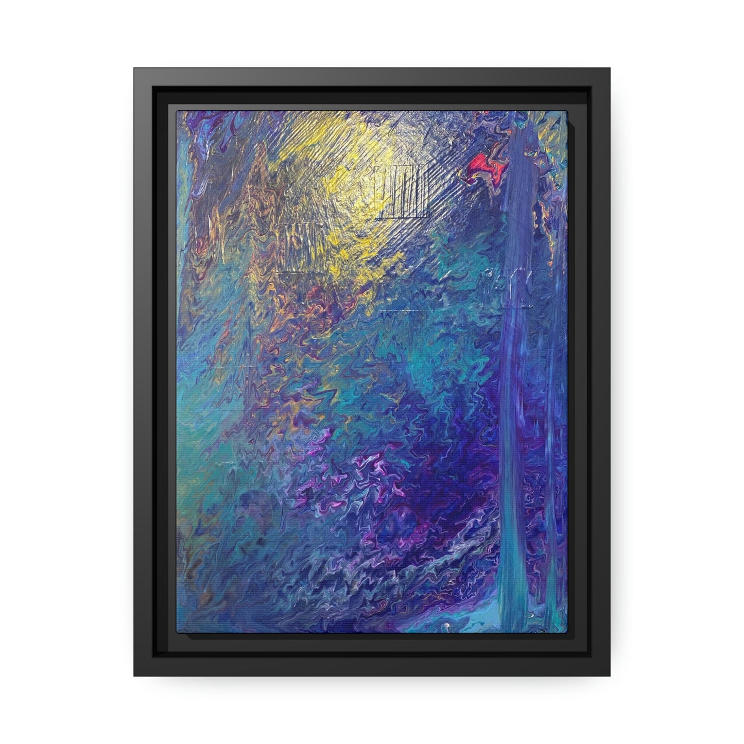 Canvas: Abstract Acrylic Blue Waterfall