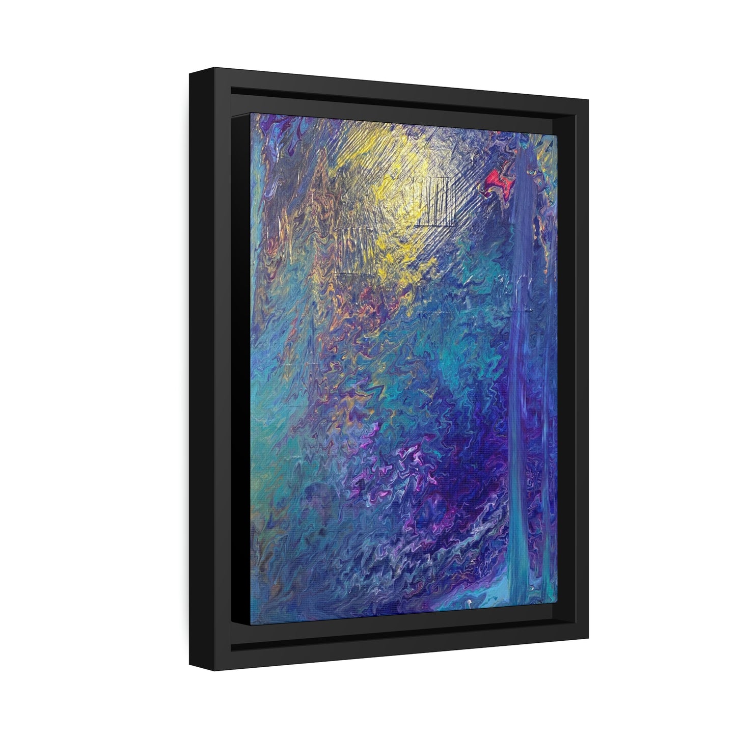 Canvas: Abstract Acrylic Blue Waterfall