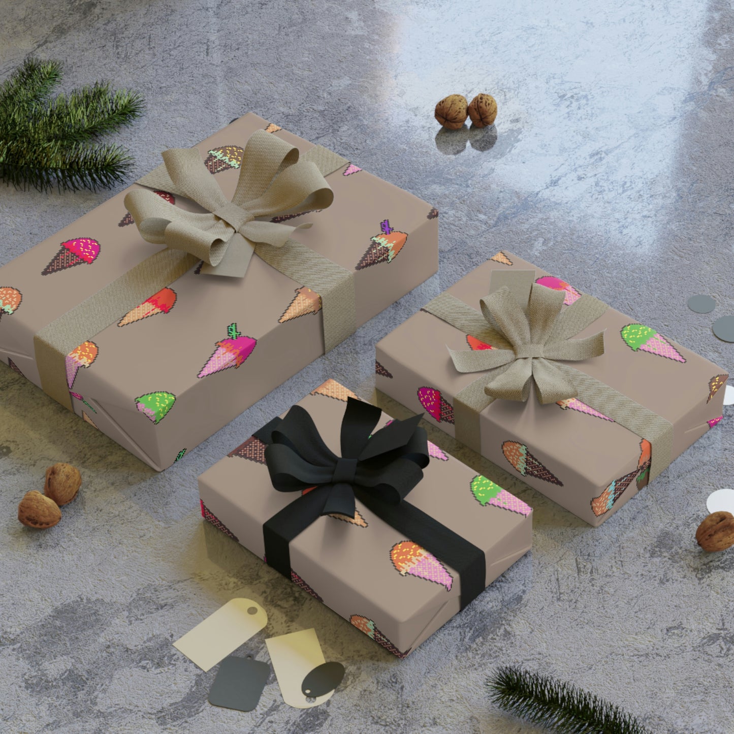 Huge (2.3’ x 6.6’) Gift Wrapping Paper Roll Ft. Pixel Cones