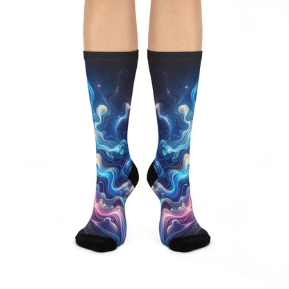 Galaxy Wave Cushioned Crew Socks: Vibrant Cosmic Swirl Crew Socks for Gifts & Everyday Wear