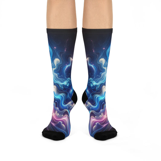 Galaxy Wave Cushioned Crew Socks: Vibrant Cosmic Swirl Crew Socks for Gifts & Everyday Wear