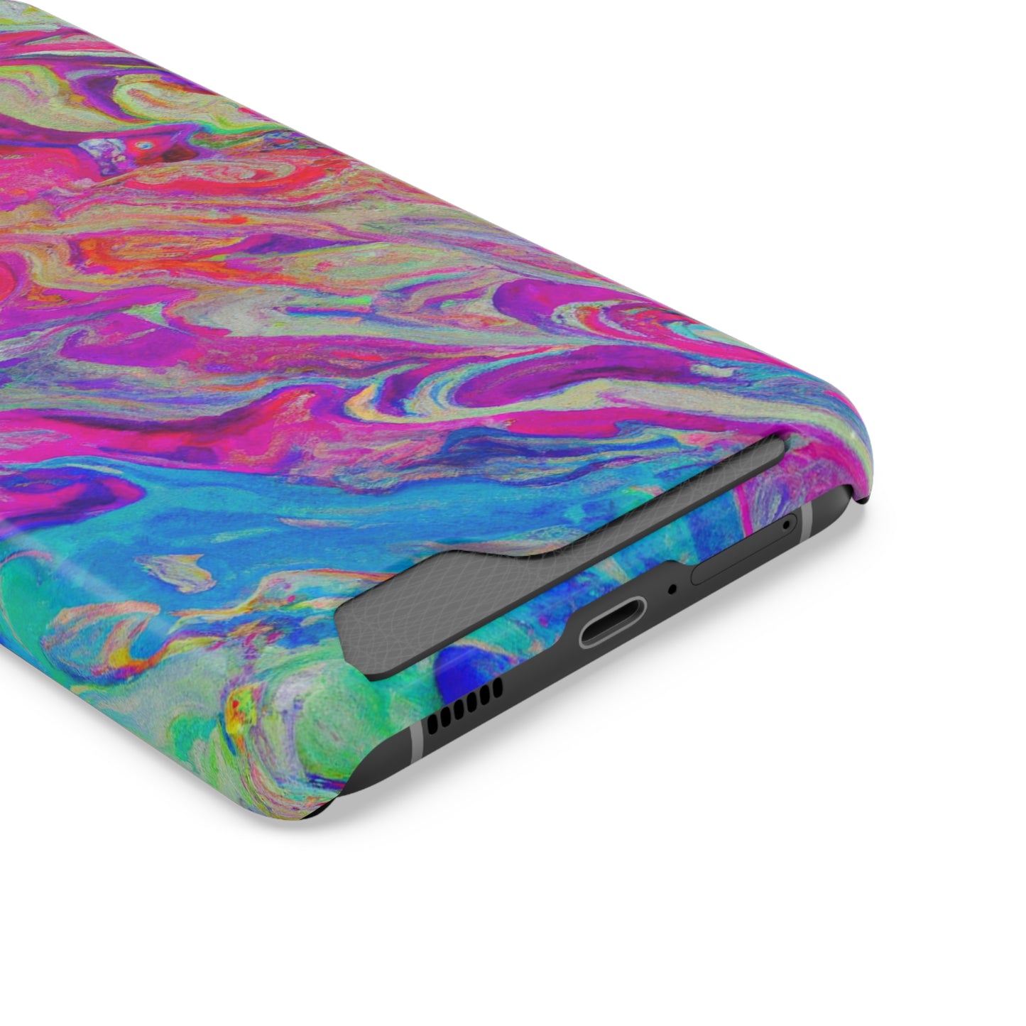 iPhone 13 and Samsung S21, S22 Cases with Card Holder Ft. Rainbow Waves