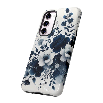 Tough Phone Case Ft. Navy Blue Flowers