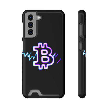 iPhone 13 and Samsung S21, S22 Cases with Card Holder Ft. Synthwave Bitcoin Symbol