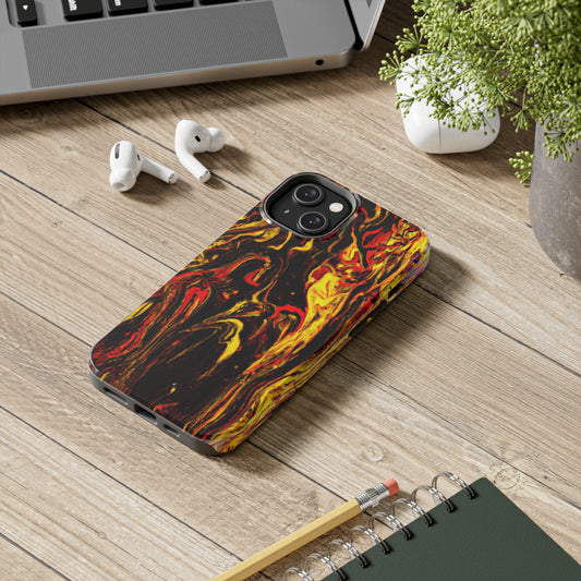 Tough Apple iPhone Case Ft. Abstract Black and Yellow