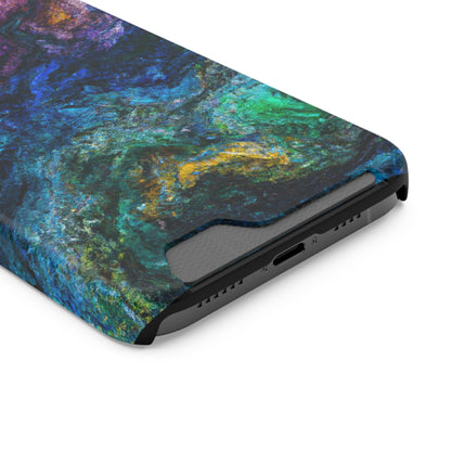 iPhone or Samsung Case with Card Holder Ft. Abstract Opal