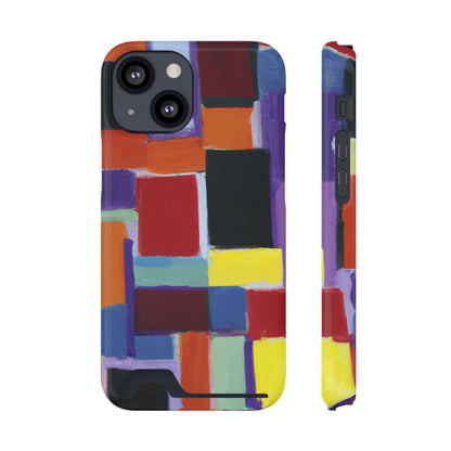 iPhone 13 and Samsung S21, S22 Cases with Card Holder Ft Abstract Rectangles