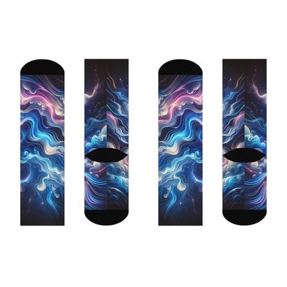 Galaxy Wave Cushioned Crew Socks: Vibrant Cosmic Swirl Crew Socks for Gifts & Everyday Wear
