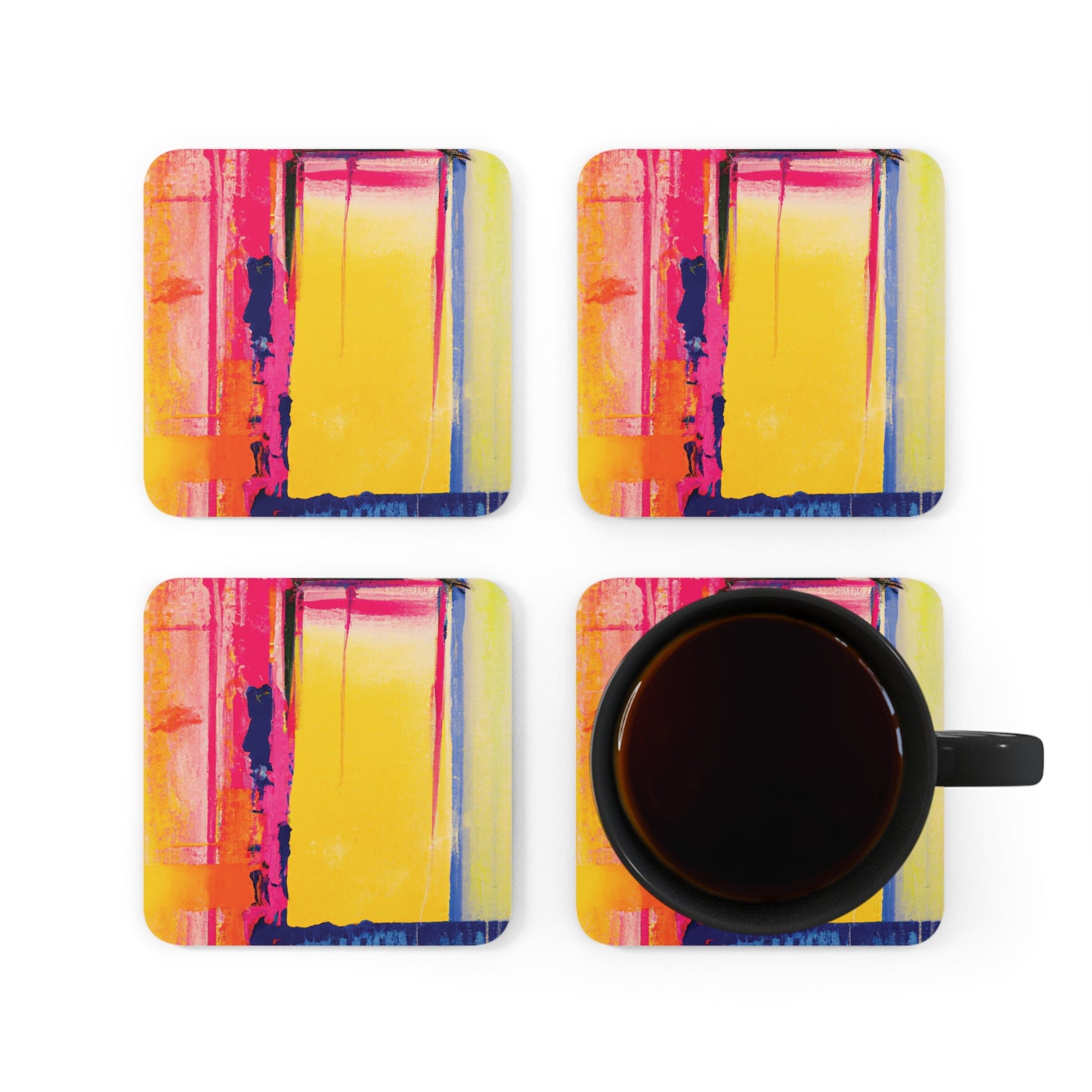 Corkwood Coaster Set of 4 Ft. Abstract Glitch