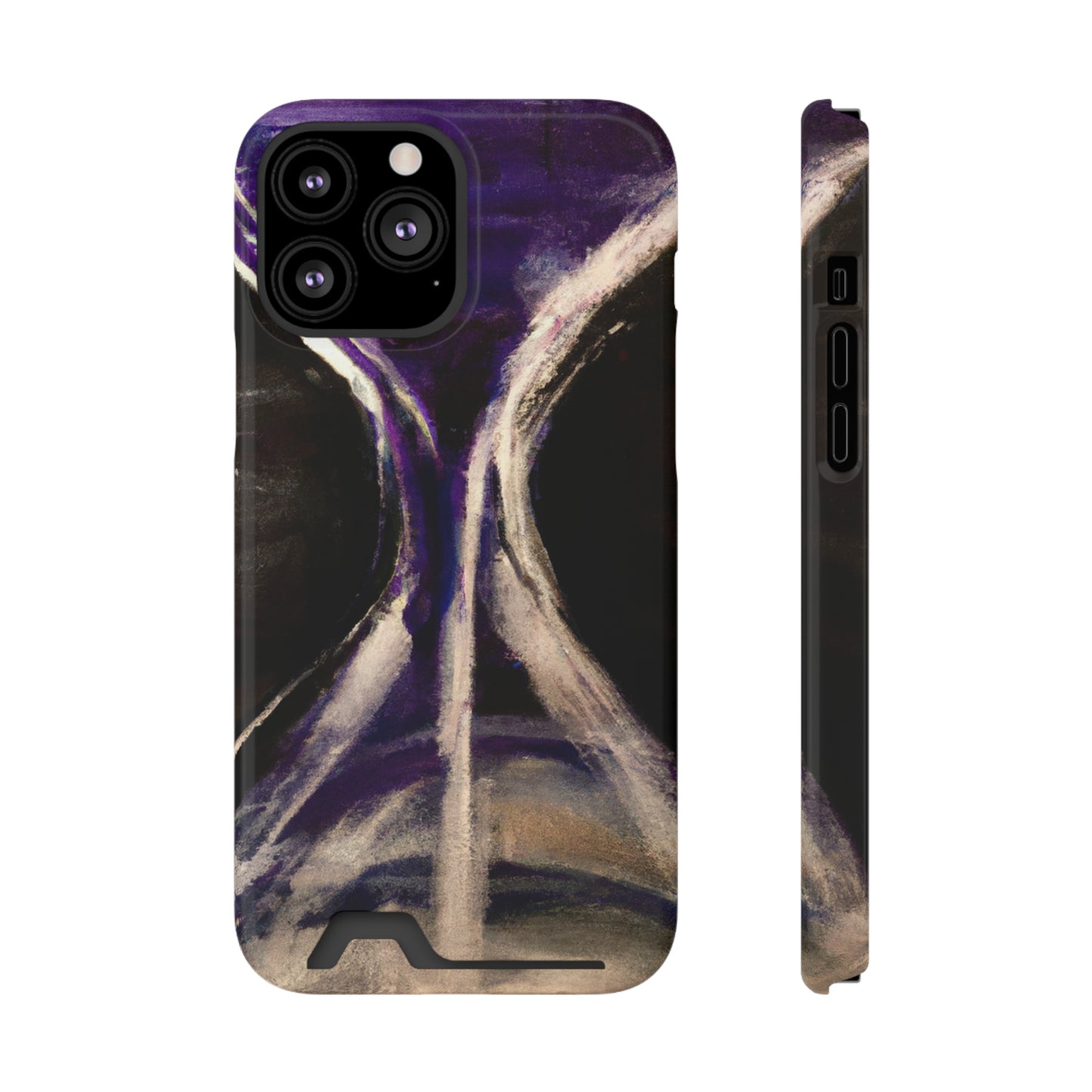 iPhone 13 and Samsung S21, S22 Cases with Card Holder Ft. Purple Hourglass