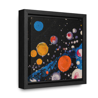 6x6-inch Abstract Framed Canvas: Space Bubbles